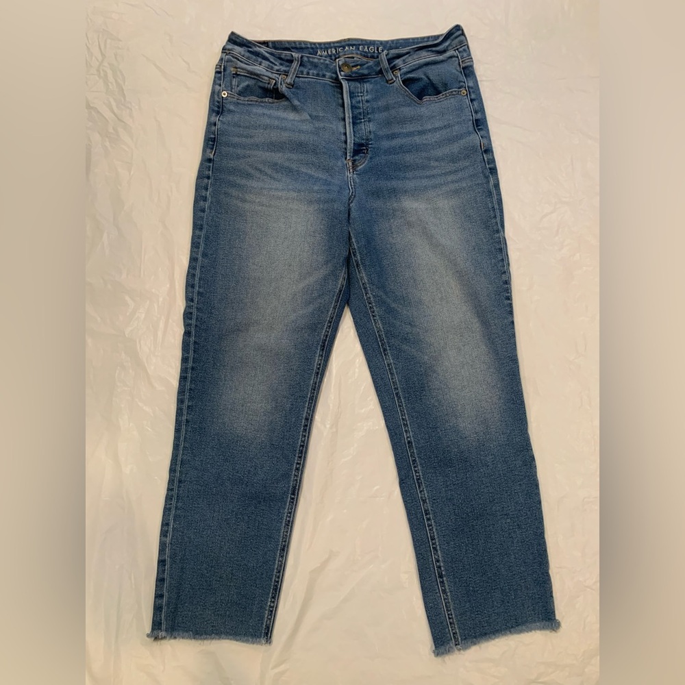 American Eagle Hi-Rise Tomgirl Medium Wash Women’s Jeans Size 14  (Actual 34x26)